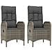 Set Salotto Giardino 3 pz con Cuscini Nero e Grigio Polyrattan - Foto miniatura 4