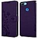 Custodia Compatibile Con Honor 9 Lite In Lilla Scuro Fiore - Coperchio Protettivo In Design Floreale Con Chiusura Magnetica, Funzione Stand E Slot Per Carte - Foto miniatura 7