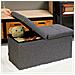 Cassapanca Pouf Contenitore Grigio Panca Sgabello Poggiapiedi Rivestimento Lino - Foto miniatura 2