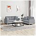 Set Divani 2 pz con Cuscini Grigio Chiaro in Tessuto - Foto miniatura 2