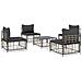 Set Divani da Giardino 5 pz con Cuscini Antracite in Polyrattan - Foto miniatura 1