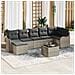 Set divano da giardino con cuscini  8 Pezzi Grigio Polyrattan, Divano da giardino con cuscini  2 posti Grigio chiaro Polyrattan - Foto miniatura 2
