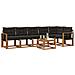 Set di divani da esterno con cuscino 7 pcs Naturale e Nero - Foto miniatura 3