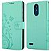 Custodia Compatibile Con Lg K8 2018 In Turchese Fiore - Coperchio Protettivo In Design Floreale Con Chiusura Magnetica, Funzione Stand E Slot Per Carte - Foto miniatura 8