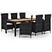 Set Mobili Da Giardino 7 Pz Con Cuscini In Polyrattan Nero - Foto miniatura 1