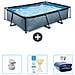 Piscina Fuori Terra - Rettangolo - 300x200x65 Cm - Grigio - Include Accessori Coordinati Cb74 - Foto miniatura 1