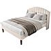 Letto In Velluto Beige Con Design Classico E Moderno - Foto miniatura 1