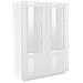 Vetrina Agostino, Credenza A 4 Ante Con Ripiani In Vetro, Mobile Da Soggiorno Multiuso, 100% Made In Italy, Cm 100x41h146, Bianco Lucido - Foto miniatura 2