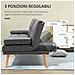Divano Letto 3 Posti Reclinabile con 2 Braccioli Staccabili, in Tessuto Effetto Lino e Legno di Pioppo, 181x77x78 cm - Foto miniatura 5