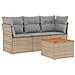 Set Divano Da Giardino 4 Pz Con Cuscini Beige In Polyrattan - Foto miniatura 1