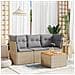 Set Divano Da Giardino 4 Pz Con Cuscini Beige In Polyrattan - Foto miniatura 3