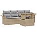 Set Divano Giardino 5 Pezzi con Cuscini Beige Polyrattan,  Divano Giardino 2 Posti con Spazio di Stoccaggio e Cuscini Beige Polyrattan - Foto miniatura 1