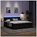 Struttura Letto Pouf con Materassi Nero 200x200 cm in Tessuto - Foto miniatura 3