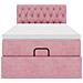 Struttura Letto Pouf con Materasso Rosa 100x200 cm Velluto - Foto miniatura 6