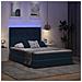 Letto con contenitore e LED Blu Scuro 140 x 190 cm Velluto - Foto miniatura 5