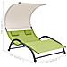 Lettino Prendisole Doppio con Baldacchino in Textilene Verde - Foto miniatura 2