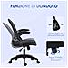Sedia Da Ufficio Ergonomica Con Schienale A Rete E Altezza Regolabile, 65.5x61.5x88-97.5cm, Nero - Foto miniatura 2