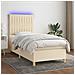 Letto a Molle con Materasso e LED Crema 100x200cm in Tessuto - Foto miniatura 6
