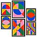 Set Di 6 Stampe Dipinto Decorativo Geometrico Bauhaus A Colori Con Cornice E Illustrazioni Di Design Per Le Pareti A3 & A4 Cornice Nera - Foto miniatura 1
