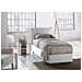Letto Singolo Luna, Letto Contenitore Con Rivestimento In Tessuto, 100% Made In Italy, Apertura Laterale, Adatto Per Materasso Cm 80x190, Bianco - Foto miniatura 1
