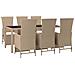 Set da Pranzo da Giardino 7 pz con Cuscini Beige in Polyrattan - Foto miniatura 4