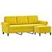 Divano A 3 Posti Con Poggiapiedi Giallo 180cm In Velluto - Foto miniatura 2