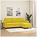 Divano A 3 Posti Con Poggiapiedi Giallo 180cm In Velluto - Foto miniatura 7