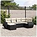 Set Divano da Giardino 6 pz con Cuscini Nero in Polyrattan - Foto miniatura 2