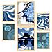 Set Di 6 Stampe Vecchie Valigie Blu Su Sfondi Astratti, Dipinti Decorativi Estetici Per Il Tuo Soggiorno A Casa A3 & A4 Telaio In Legno Chiaro - Foto miniatura 1