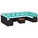 Set Divano da Giardino 11 pcs Nero e Turchese polyrattan - Foto miniatura 1