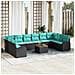 Set Divano da Giardino 11 pcs Nero e Turchese polyrattan - Foto miniatura 2