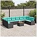 Set Divano da Giardino 11 pcs Nero e Turchese polyrattan - Foto miniatura 3