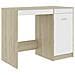 Scrivania Bianca e Rovere Sonoma 100x50x76 cm Legno Multistrato - Foto miniatura 2