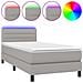 Letto A Molle Materasso E Led Grigio Chiaro 100x200 Cm Tessuto - Foto miniatura 2