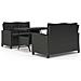 Set Da Pranzo Da Giardino 3 Pz Con Cuscini Nero In Polyrattan - Foto miniatura 2