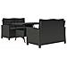 Set Da Pranzo Da Giardino 3 Pz Con Cuscini Nero In Polyrattan - Foto miniatura 3