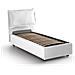Letto Singolo Roberta, Letto Contenitore Con Rivestimento In Tessuto, 100% Made In Italy, Apertura Laterale, Con Materasso Cm 80x190 Incluso, Bianco - Foto miniatura 4