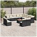 Set Divani da Giardino 14pz con Cuscini in Polyrattan Nero - Foto miniatura 2