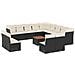 Set Divani da Giardino 14pz con Cuscini in Polyrattan Nero - Foto miniatura 1