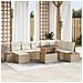 Set da Pranzo da Giardino 9 Pezzi con Cuscini Beige in Polyrattan e Acacia - Foto miniatura 2