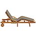 Lettino Prendisole Pieghevole con Ruote e Cuscino Tortora Legno Massello di Teak - Foto miniatura 5