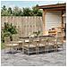 Set da pranzo da giardino in 11 pezzi con cuscini in polyrattan beige - Foto miniatura 2