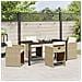Set da Pranzo per Giardino con cuscino 5 pcs Beige Poly Rattan - Foto miniatura 4