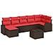 Set di divani con cuscino 8 pcs Marrone e Rosso polyrattan - Foto miniatura 1