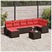 Set di divani con cuscino 8 pcs Marrone e Rosso polyrattan - Foto miniatura 2