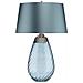 Lampada Da Tavolo Blu Grande Con 2 Luci, Vetro Colorato Di Blu, Paralume Blu Uovo Di Anatra, Attacco E27 - Foto miniatura 3