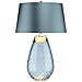Lampada Da Tavolo Blu Grande Con 2 Luci, Vetro Colorato Di Blu, Paralume Blu Uovo Di Anatra, Attacco E27 - Foto miniatura 4