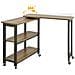 Tavolino Da Caffè Con Ruote Tavolino A Forma Di L Con 2 Ripiani, Scrivania Ad Angolo Consolle Stile Industriale, L133xp69xa30cm, Fwt83-pf - Foto miniatura 1