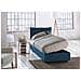 Letto Singolo Luna, Letto Contenitore Con Rivestimento In Tessuto, 100% Made In Italy, Apertura Laterale, Adatto Per Materasso Cm 80x190, Blu - Foto miniatura 2