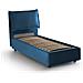 Letto Singolo Luna, Letto Contenitore Con Rivestimento In Tessuto, 100% Made In Italy, Apertura Laterale, Adatto Per Materasso Cm 80x190, Blu - Foto miniatura 4